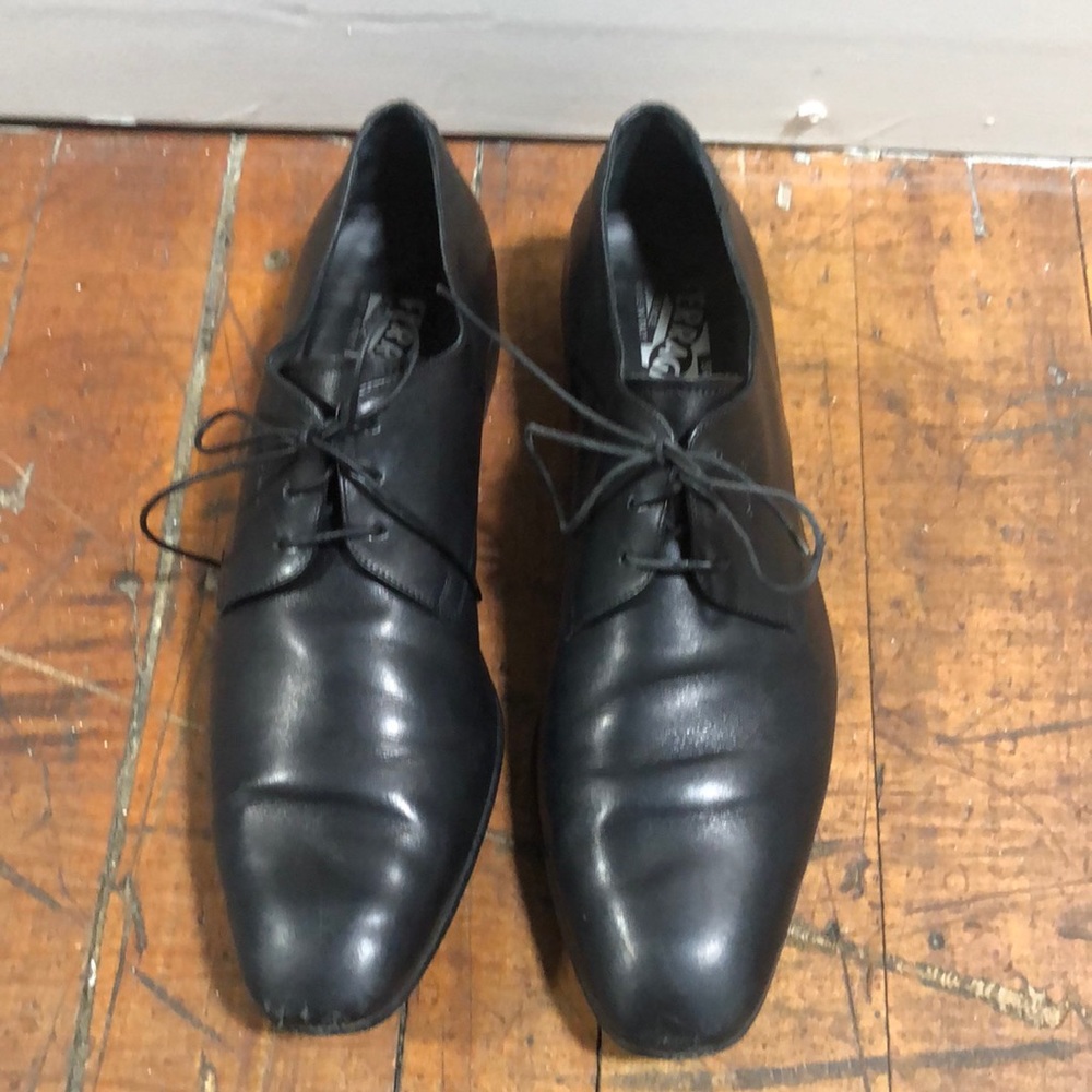 Salvatore Ferragamo Florence Oxford Lace-up Leather Shoe, Black, Men’s Sz 10.5